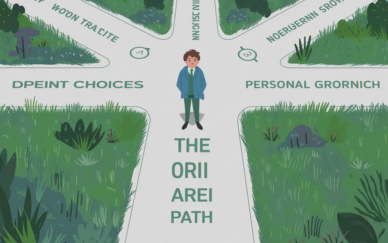 A reflective young physician at a crossroad sign symbolizing various specialty paths. The setting should be vibrant and metaphorical, showing multiple directions representing different career choices in medicine. The physician looks contemplative, suggesting openness to new opportunities and personal growth throughout their training journey.