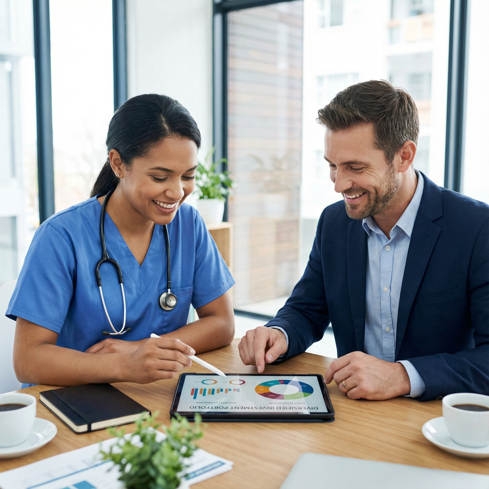 Doctor meeting with a fiduciary financial advisor to discuss portfolio diversification - Investment Strategies for Avoiding C