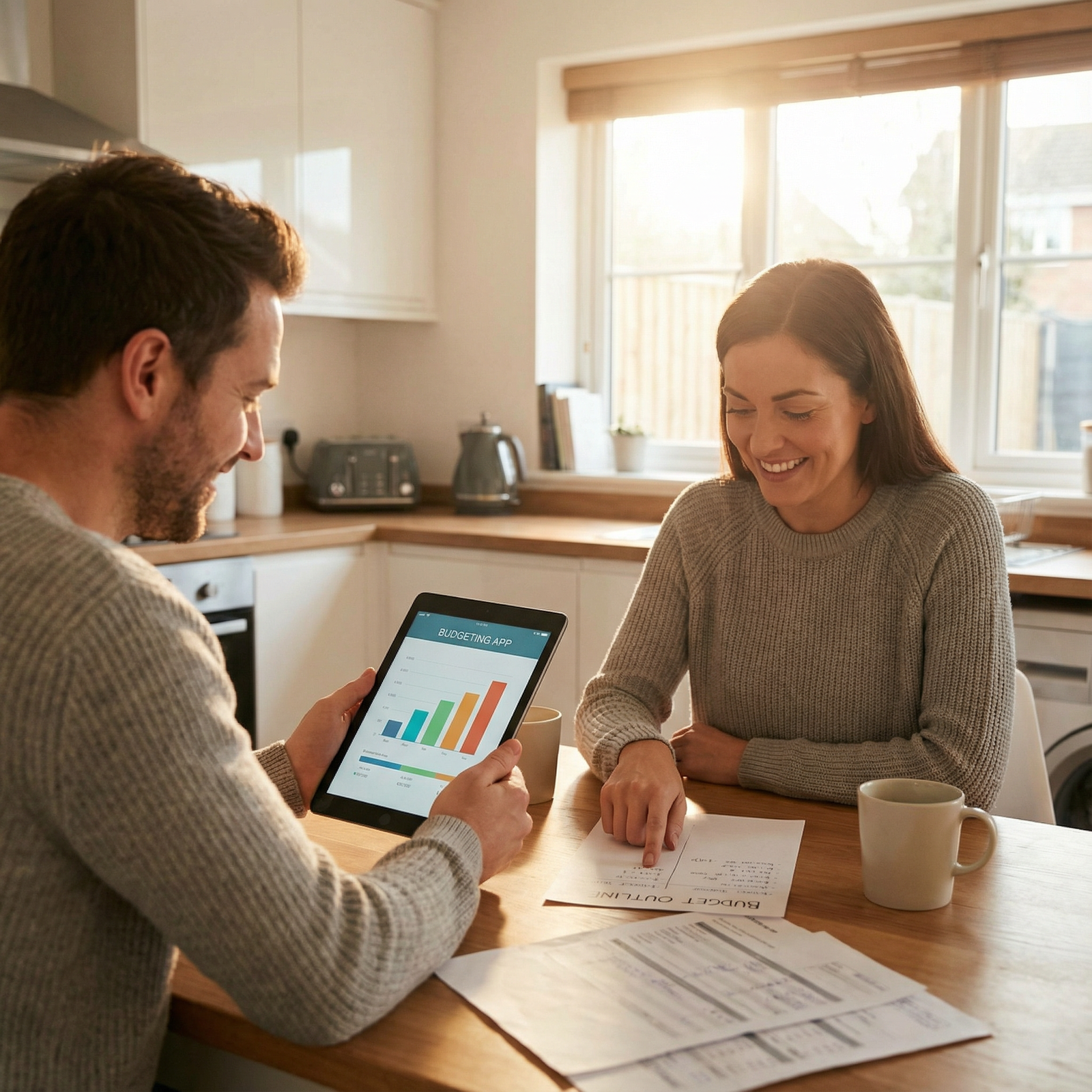 Physician couple using a tablet to plan monthly budget and investments - Budgeting for Smart Budgeting Strategies for Physici