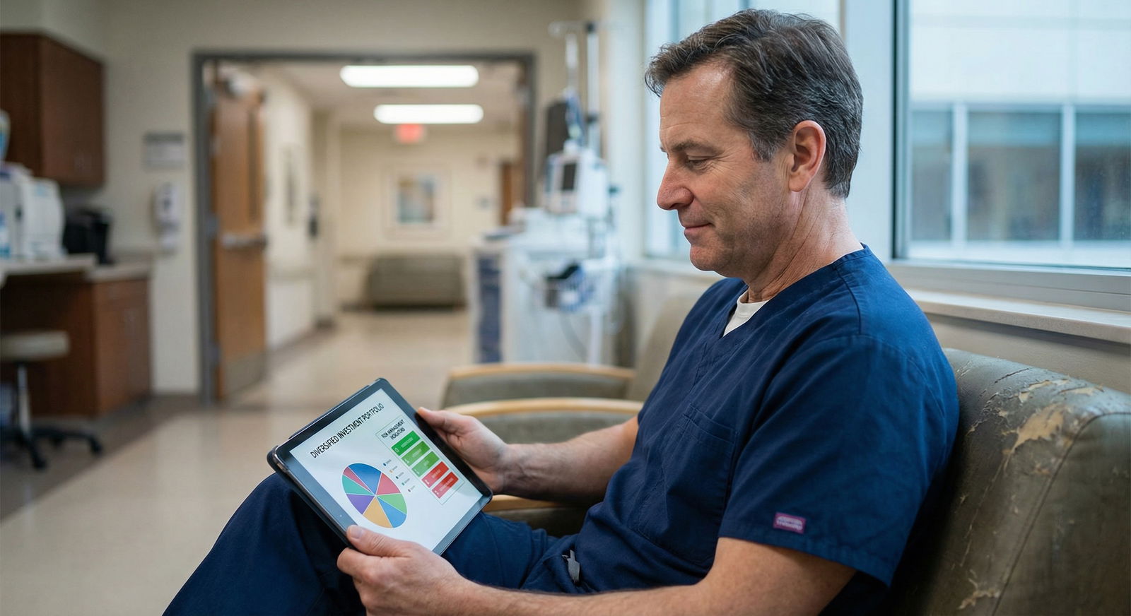 Doctor reviewing diversified investment portfolio on tablet - investment strategies for Smart Investment Strategies for Physi