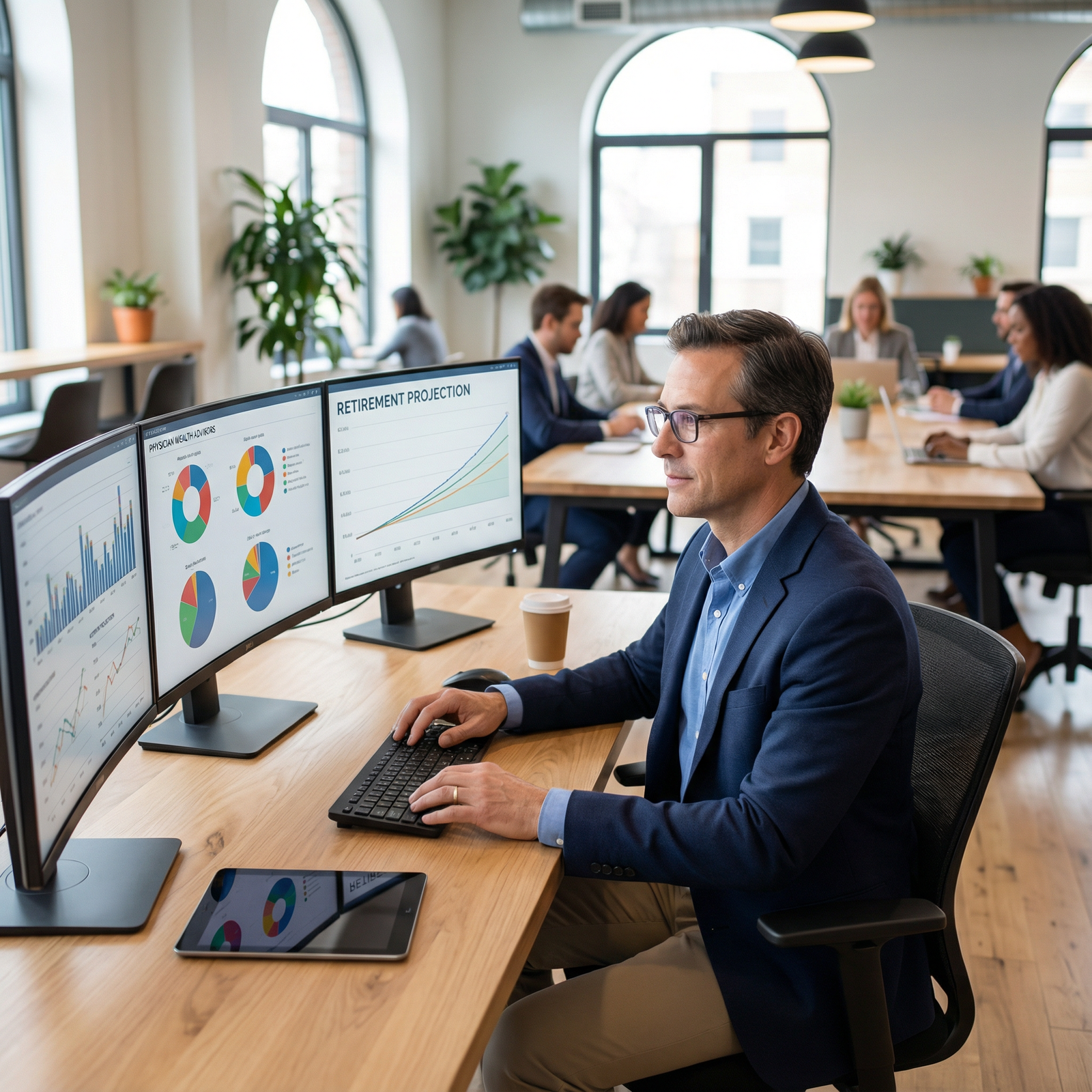 Physician using technology to monitor investments Physician using technology to monitor investments - Investing for Doctors for Mastering Wealth: Essential Investing Strategie