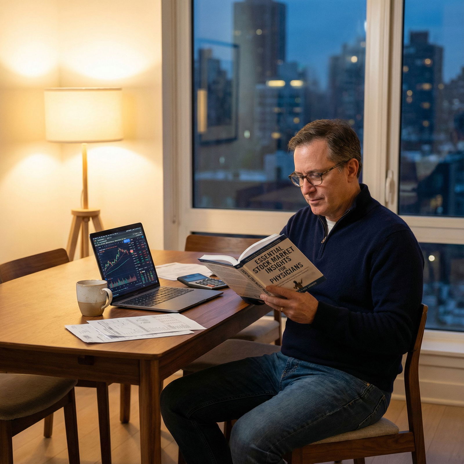 Physician reading financial education materials at home Physician reading financial education materials at home - Stock Market for Essential Stock Market Insights for Physicians: Bu