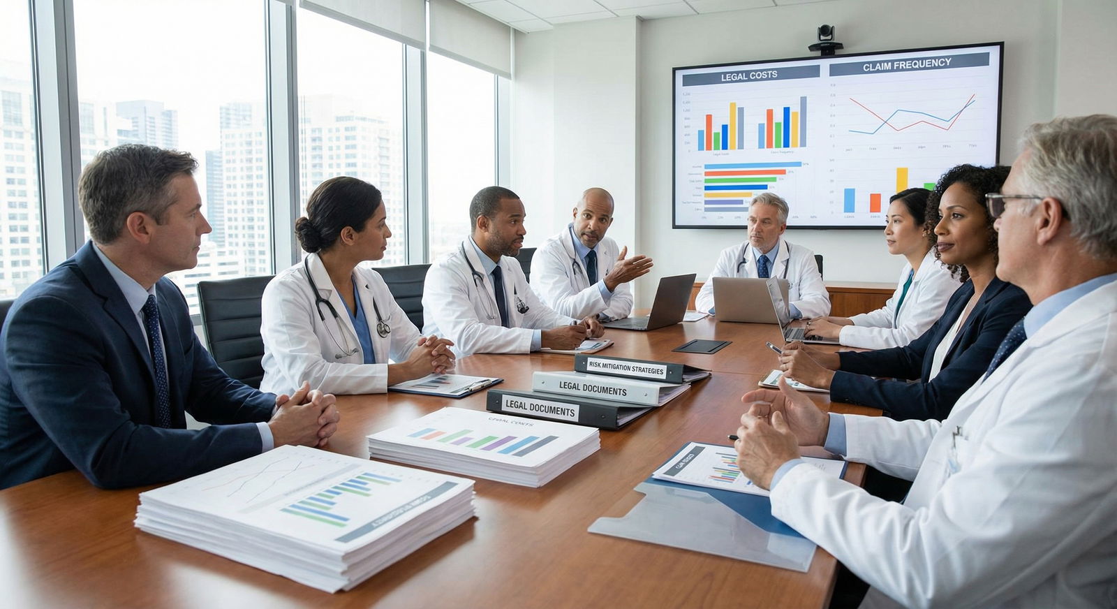 Medical risk management team discussing malpractice trends - Malpractice Insurance for Unveiling Malpractice Insurance Costs: