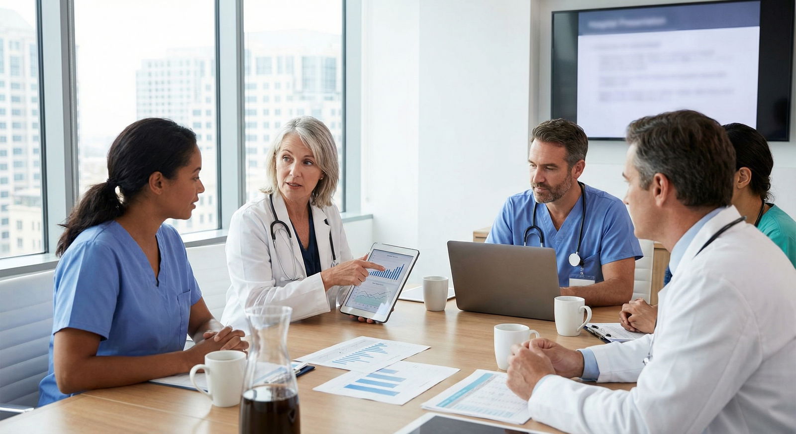 Clinical team discussing risk management strategies for malpractice prevention - Malpractice Insurance for Navigate Malpracti