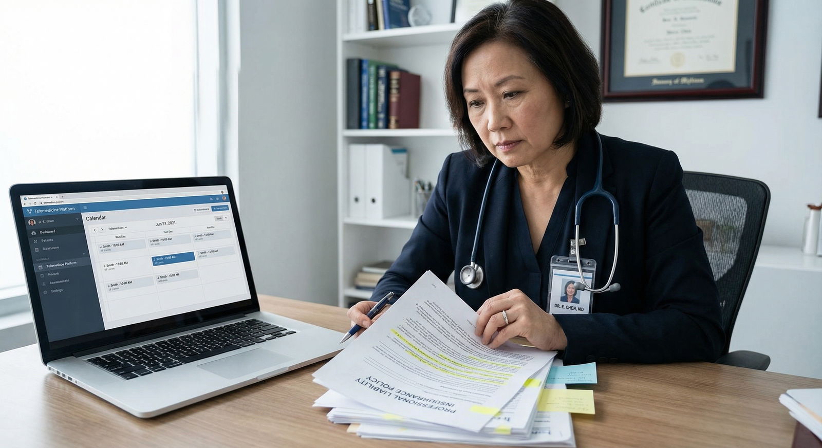 Healthcare provider reviewing telemedicine malpractice policy - Telemedicine for Essential Insights on Telemedicine and Malpr
