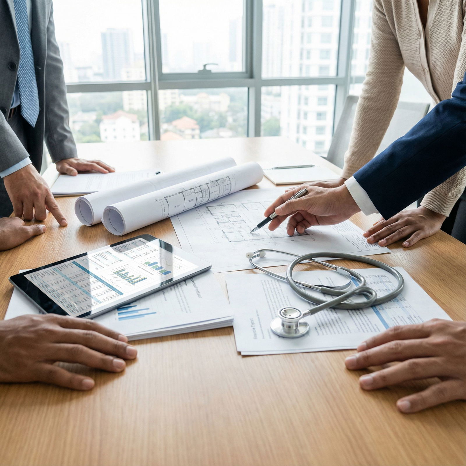 Close-up of professionals collaborating on real estate investment plan Close-up of professionals collaborating on real estate investment plan - Real Estate Investment for Essential Real Estate Inv