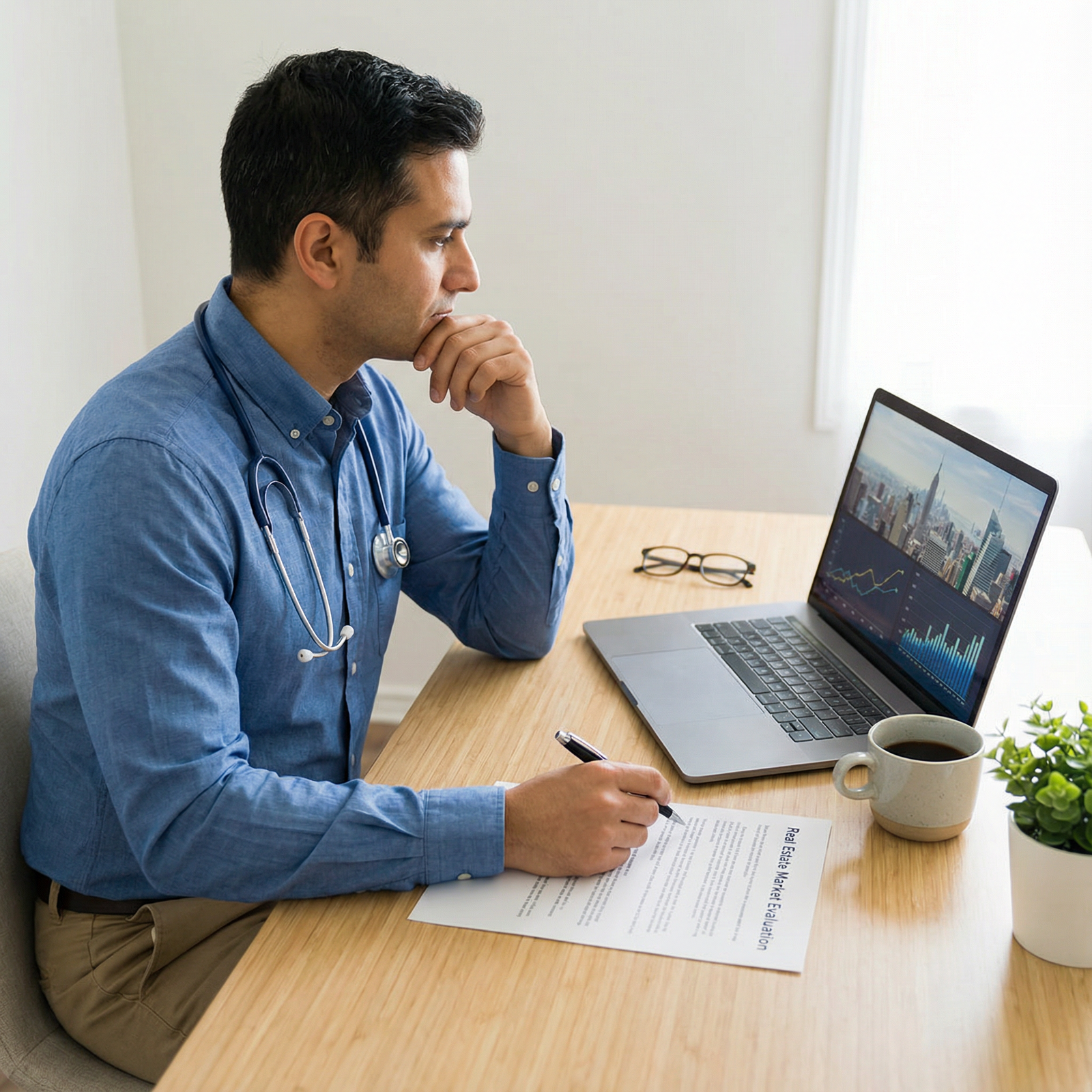 Physician reviewing a checklist for choosing real estate markets - Real Estate Investing for Physicians’ Ultimate Guide to Sm