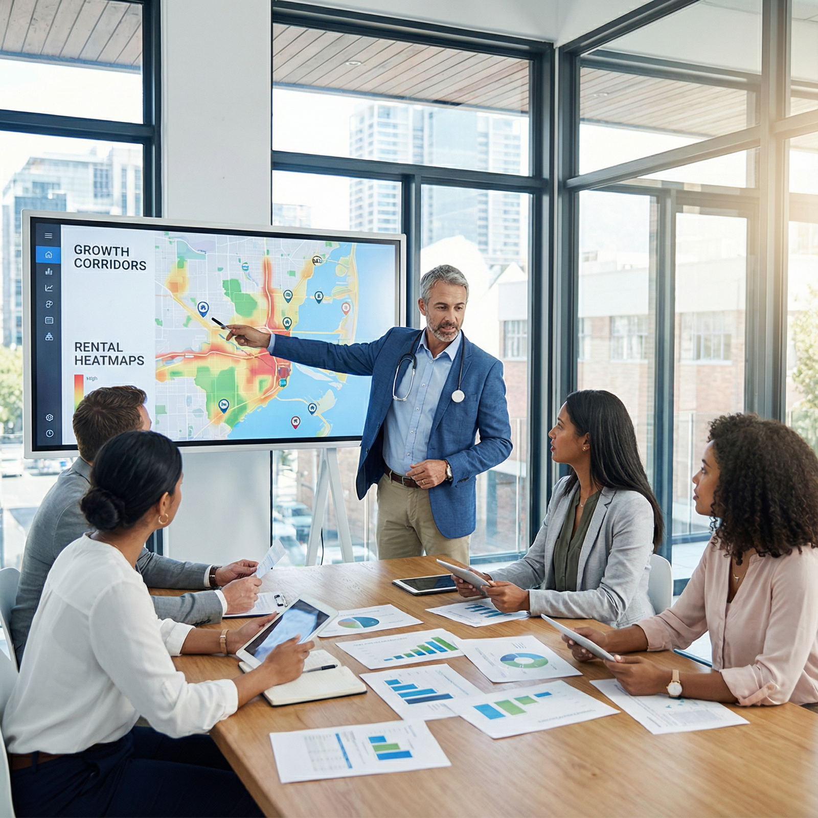 Physician analyzing neighborhood real estate data Physician analyzing neighborhood real estate data - Real Estate Investment for Unlocking Real Estate Wealth: A Physician's Gu