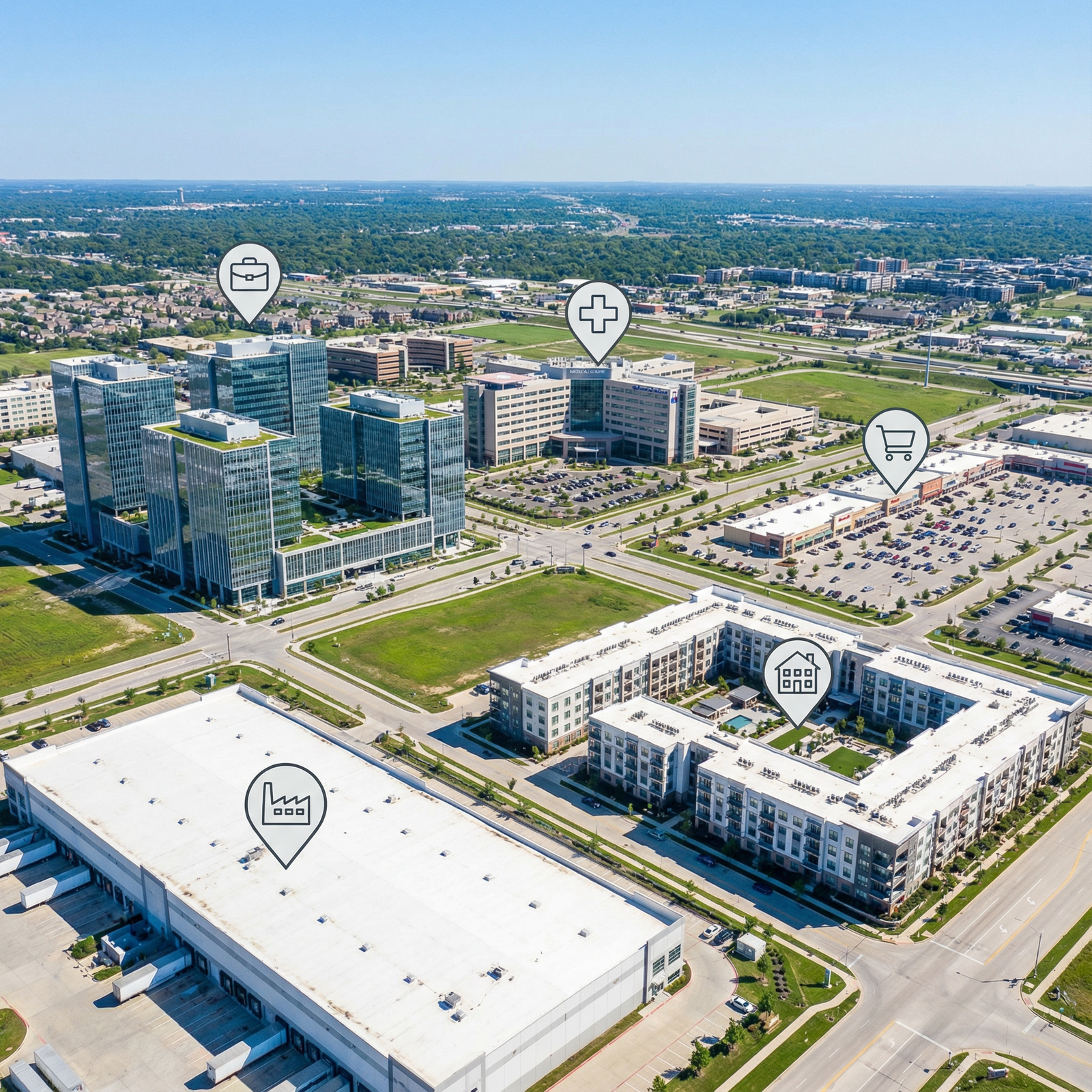 Variety of commercial real estate property types relevant to physicians - Commercial Real Estate for Unlocking Wealth: Physic