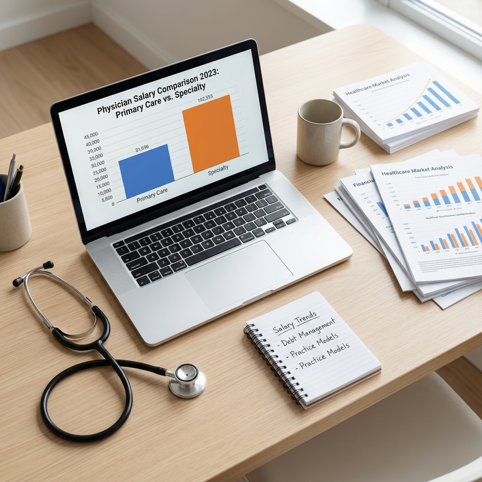 Chart comparing primary care and specialty physician salary ranges Chart comparing primary care and specialty physician salary ranges - Healthcare Careers for Exploring Physician Salaries: Pri