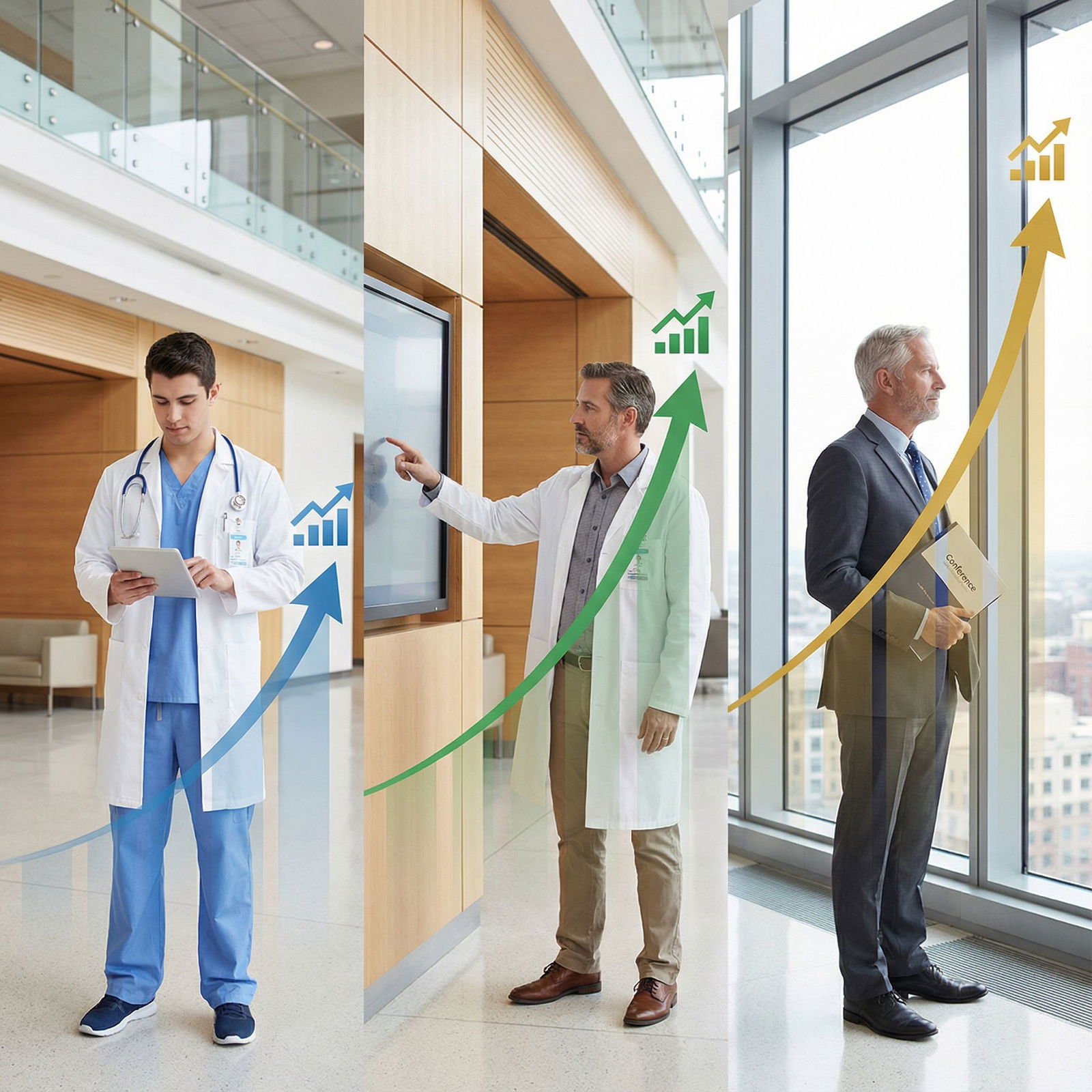 Physician career stages from residency to late career and corresponding salary growth - physician salaries for Unlocking Phys