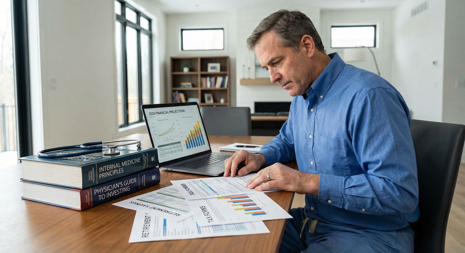 Physician reviewing retirement and tax planning documents - Tax Planning for Tax Planning Strategies for Physicians: Maximize