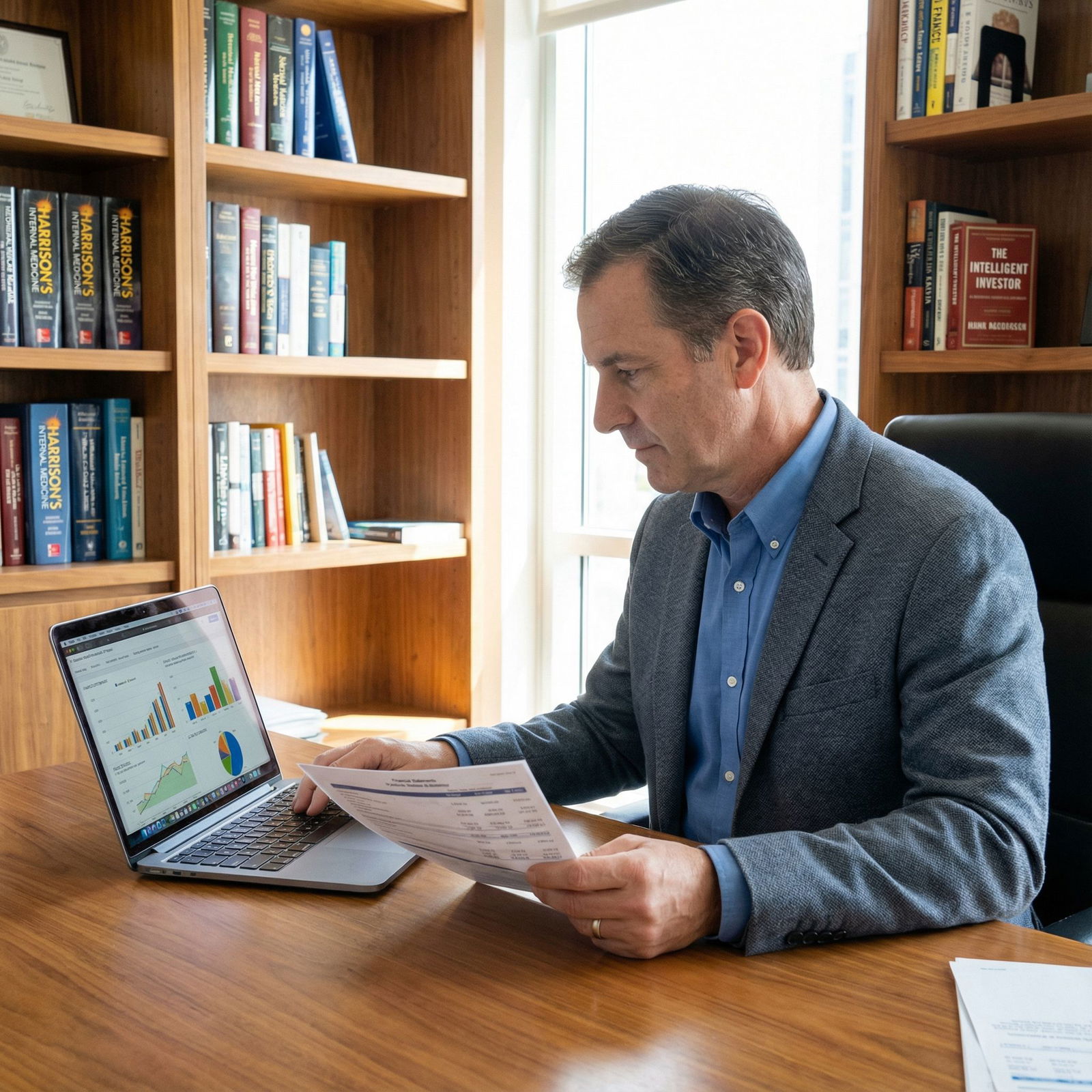 Physician analyzing investment and tax planning documents - Tax Strategies for Maximize Your Tax Refund: Effective Strategies