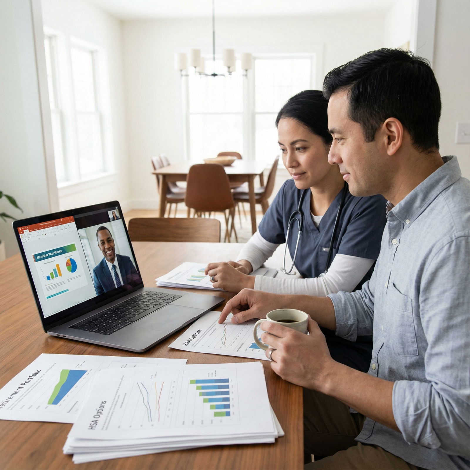 Physician couple reviewing retirement and health savings account strategies - Tax Efficiency for Maximize Your Wealth: Essent