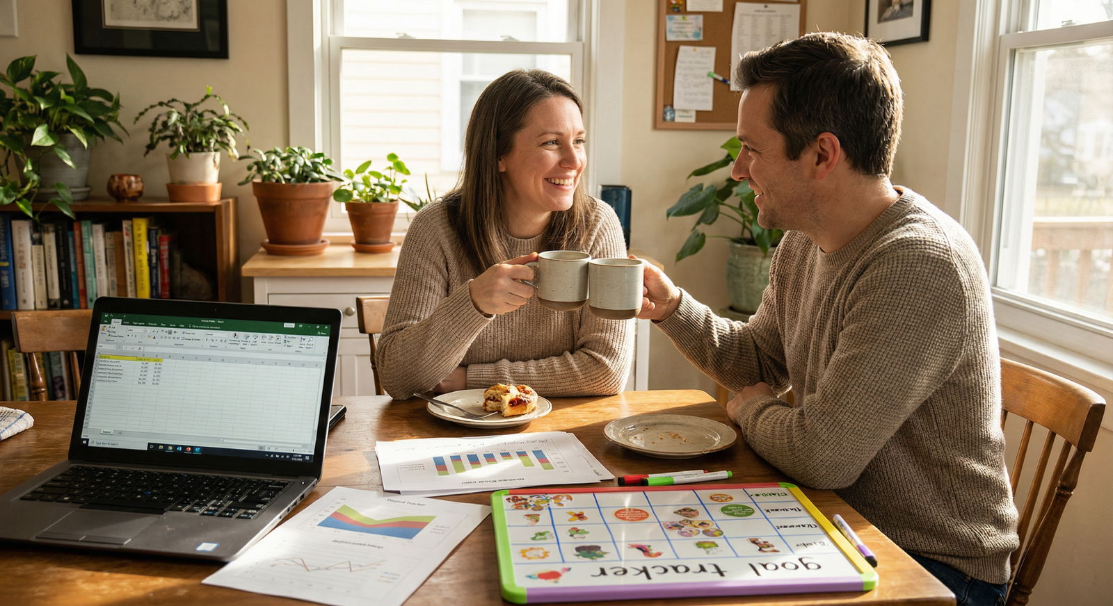 Couple reviewing retirement goals and celebrating milestones - Retirement Planning for Level Up Your Retirement: Gamification