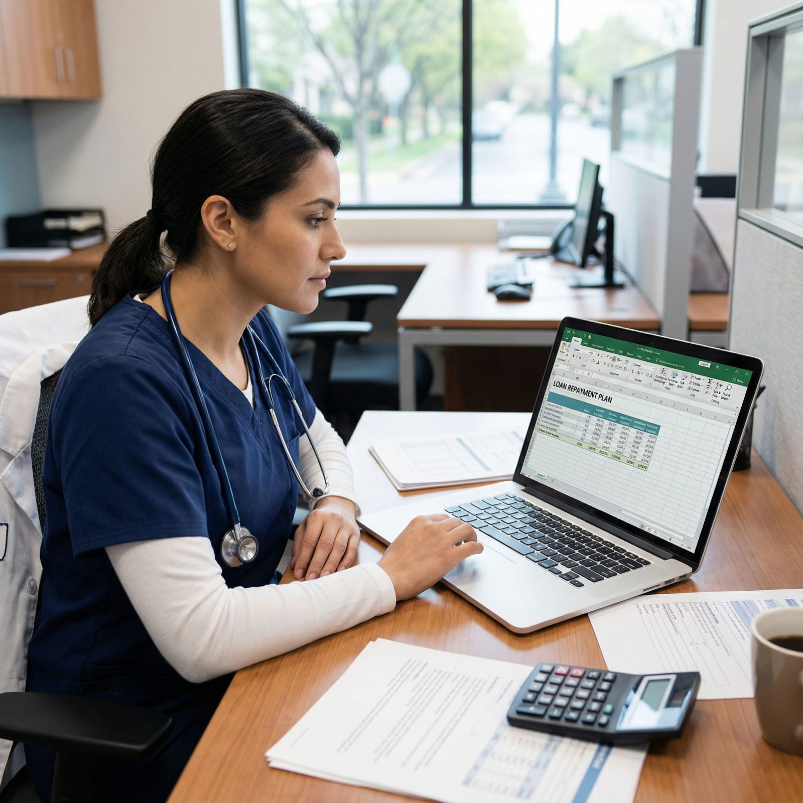 Medical student reviewing loan repayment options on laptop - Medical School Debt for Smart Strategies to Tackle Medical Schoo