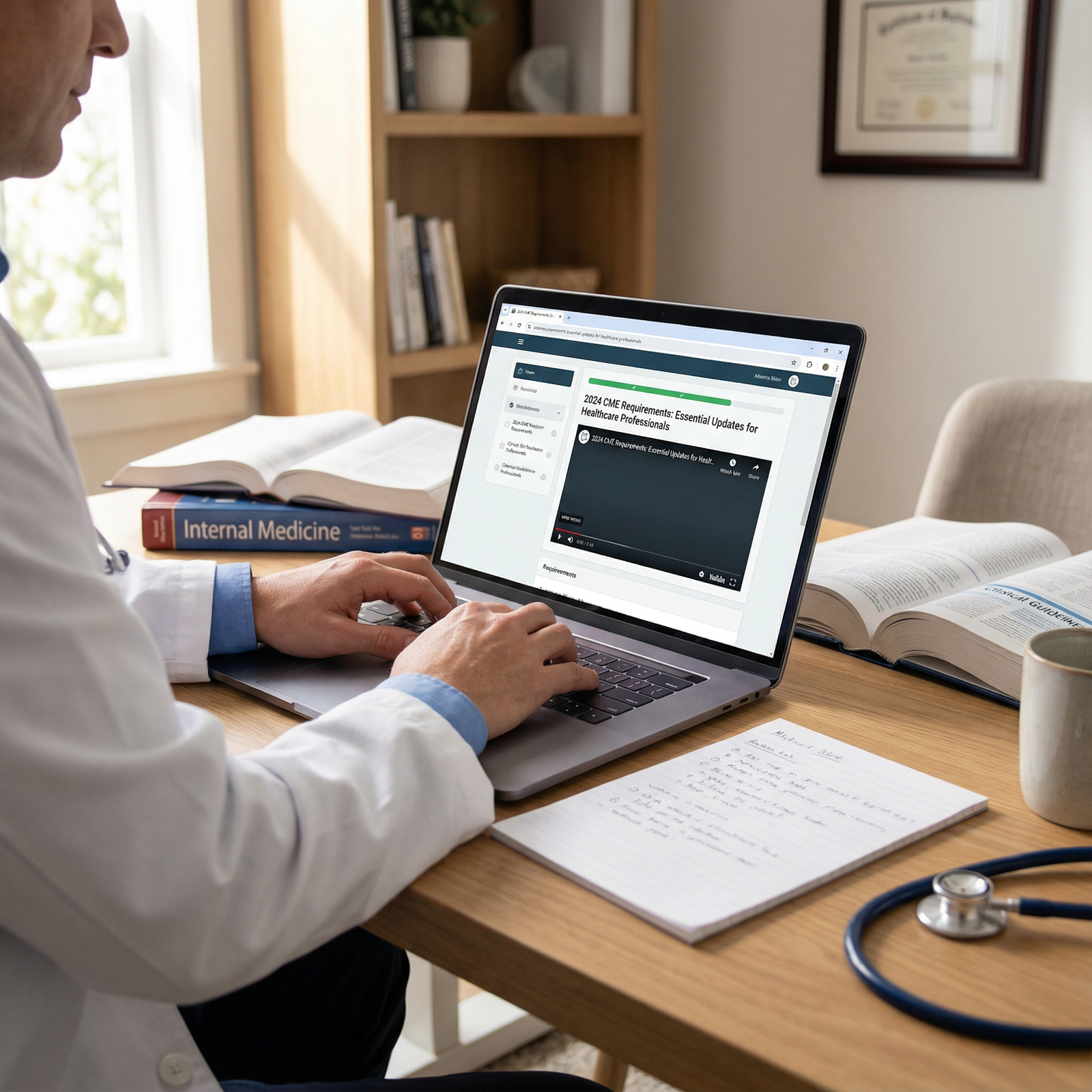 Physician completing online CME modules on a laptop - CME Requirements for 2024 CME Requirements: Essential Updates for Healt
