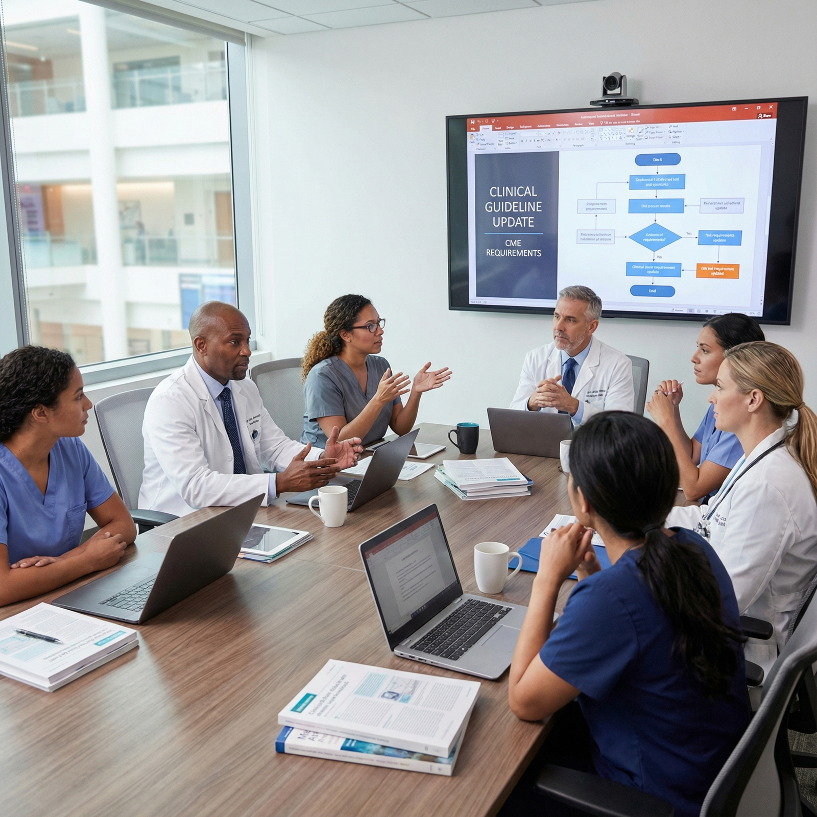 Medical team discussing group CME strategy - Continuing Medical Education for Mastering CME Requirements: Essential Tips for