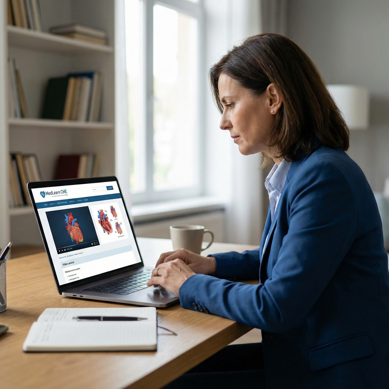 Physician engaging in online CME course at home - Continuing Medical Education for Explore the Essential Types of CME Activit