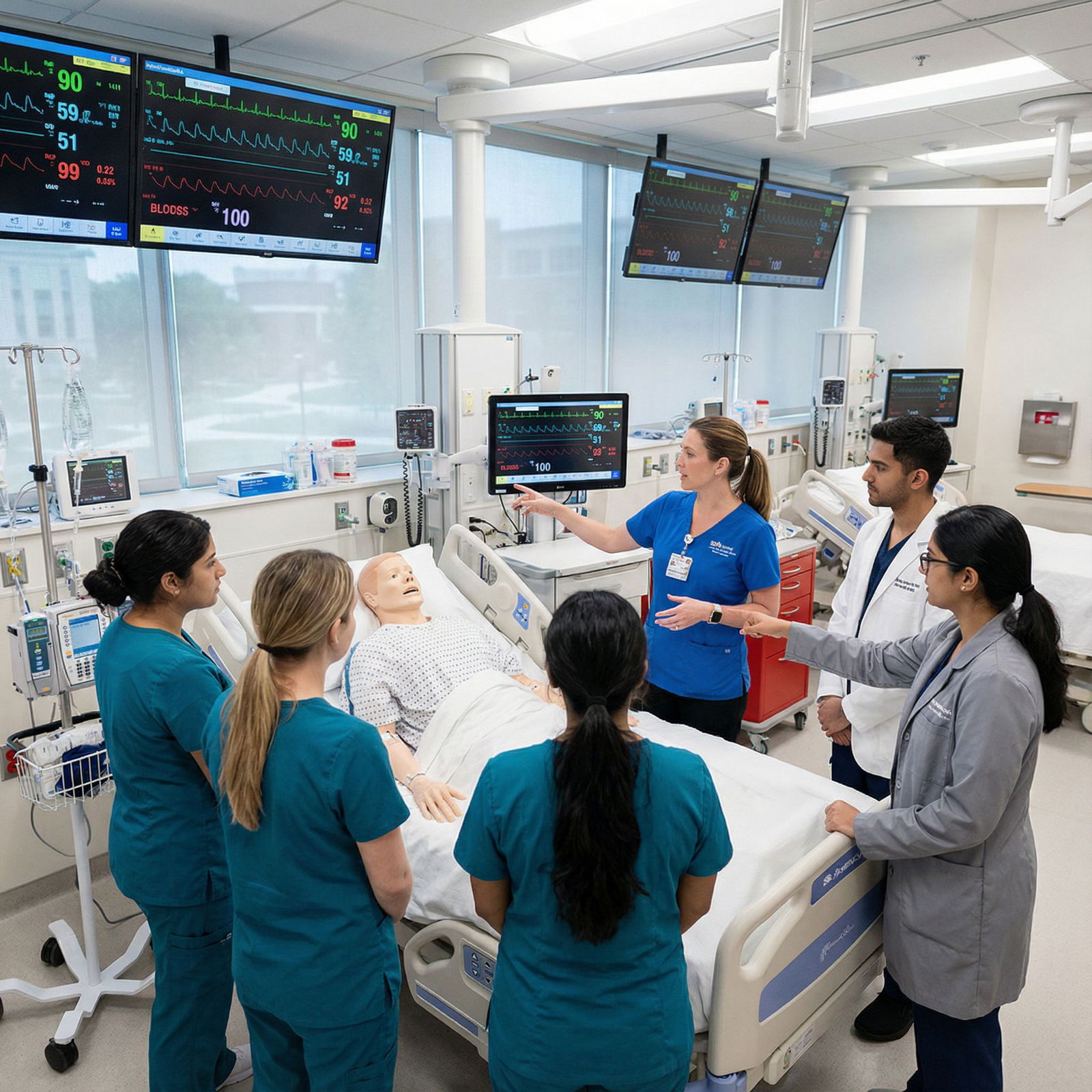 Medical team engaging in interprofessional simulation training - Medical Education for Embracing Change: New Professors Shapi