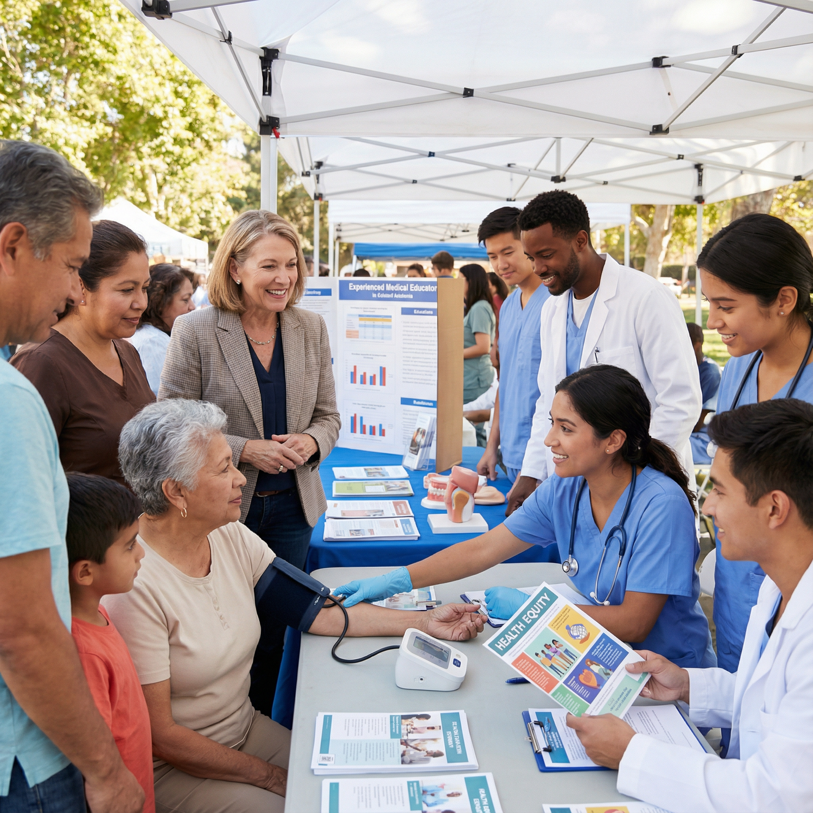 Medical educator mentoring students in community health outreach setting - Medical Education for The Vital Role of Medical Ed