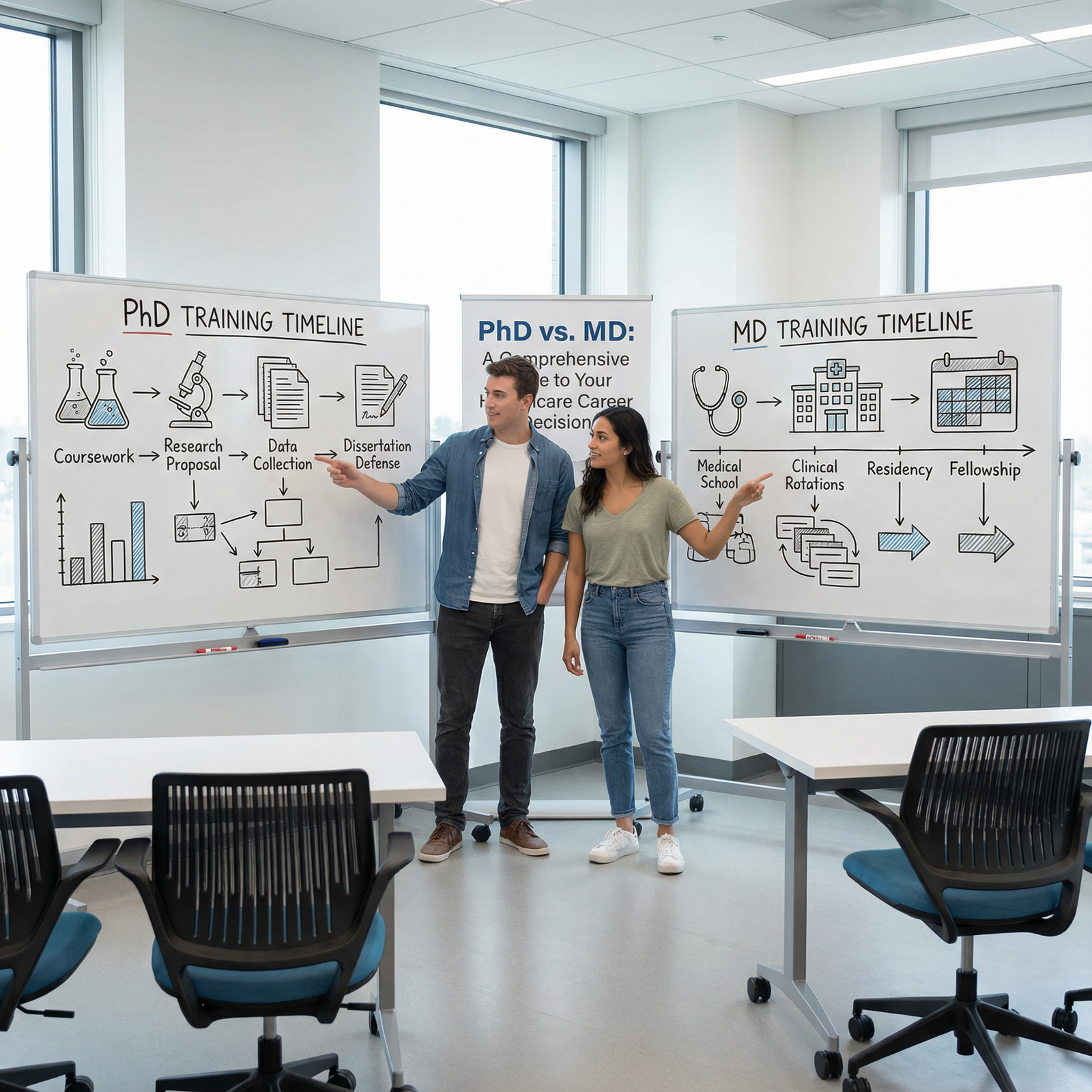 Timeline and training comparison of PhD and MD paths - PhD for PhD vs. MD: A Comprehensive Guide to Your Healthcare Career De