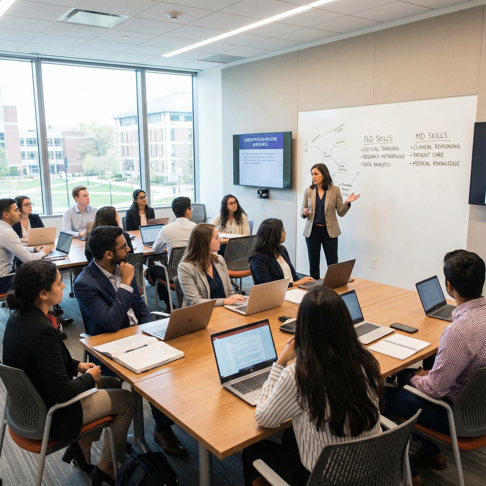 Medical students exploring career paths - PhD Skills for PhD vs MD: Essential Skills for Medical Career Success