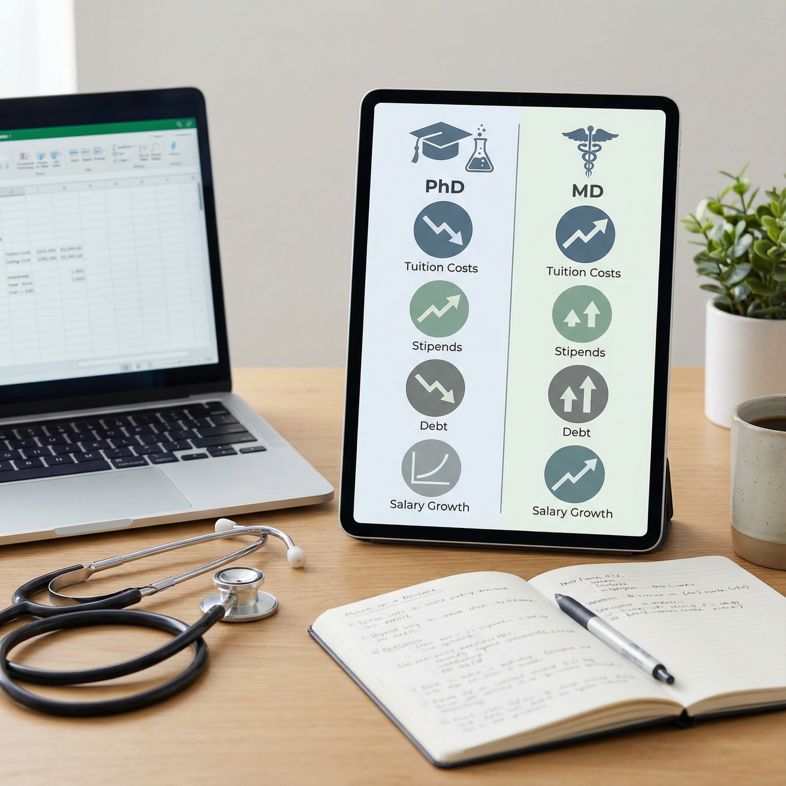 Comparison of PhD and MD tuition, debt, and earnings Comparison of PhD and MD tuition, debt, and earnings - PhD for PhD vs MD: Financial Insights for Future Medical Professionals