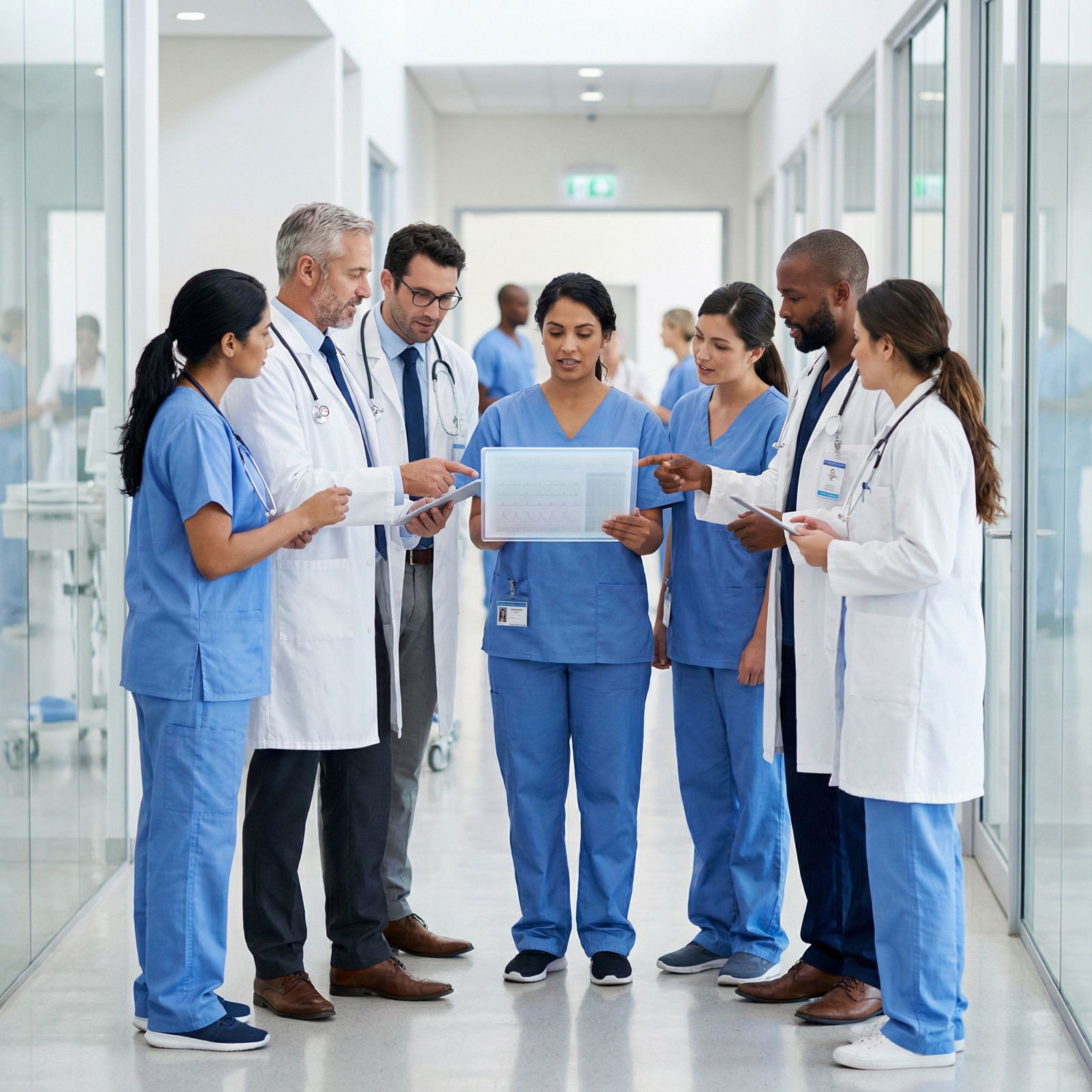 Healthcare team discussing patient care during multidisciplinary rounds Healthcare team discussing patient care during multidisciplinary rounds - Clinical Skills for Mastering Clinical Skills: Key