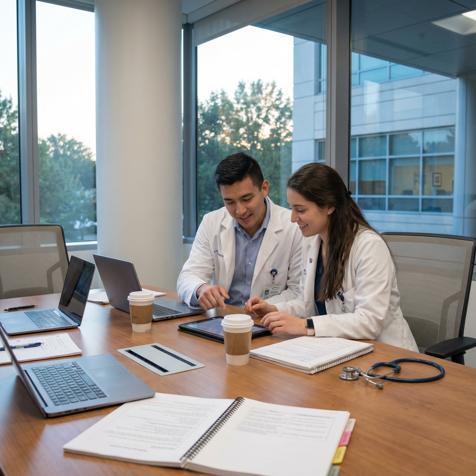 Medical students reflecting and studying together after clinical rotation Medical students reflecting and studying together after clinical rotation - Clinical Rotations for Excelling in Clinical Rota