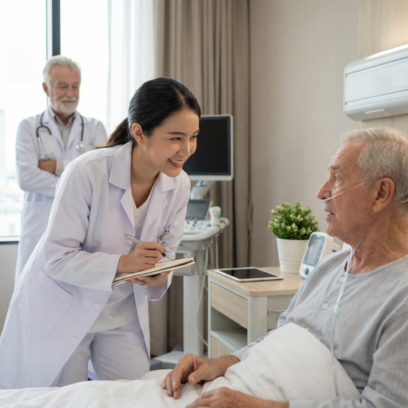 Medical student practicing bedside communication with patient Medical student practicing bedside communication with patient - clinical rotations for Mastering Clinical Rotations: Overcomi