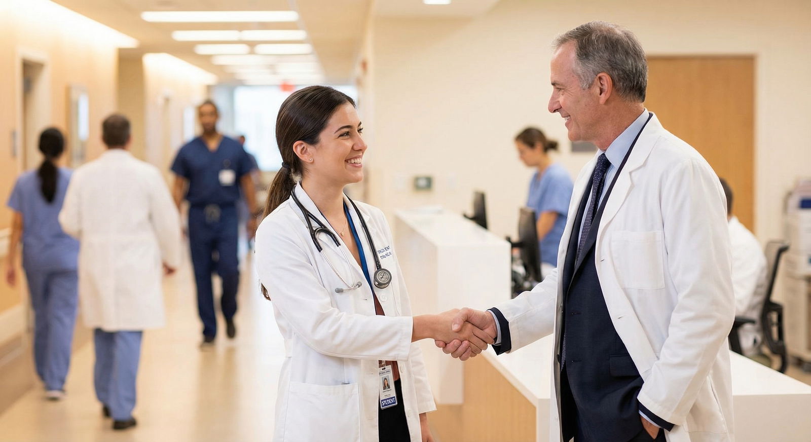 Medical student thanking attending physician at end of clinical rotation Medical student thanking attending physician at end of clinical rotation - Networking for Essential Networking Strategies for