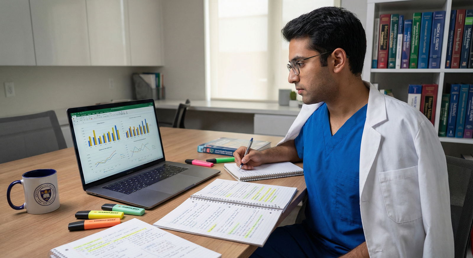 Medical student reviewing Q-bank performance analytics before exam - Q-banks for Top Reviewed Q-Banks for USMLE Exam Success: