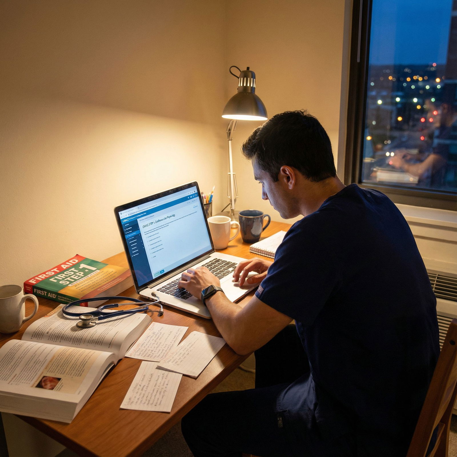 Medical student reviewing exam questions with notes and laptop Medical student reviewing exam questions with notes and laptop - Medical Education for Unlocking Success: Essential Hidden Ge