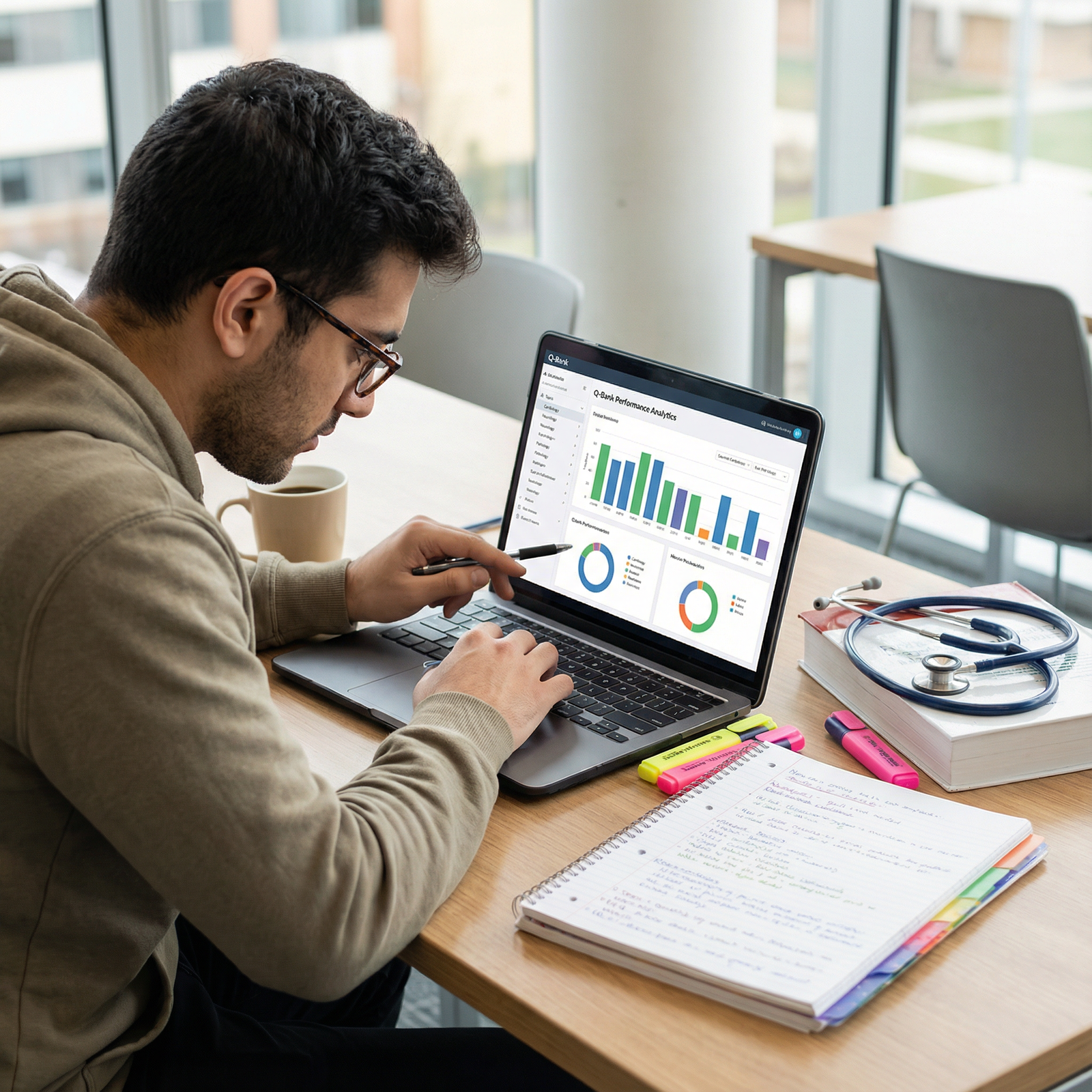 Medical student reviewing board exam Q-Bank results and analytics - Q-Banks for Top Q-Banks for Effective Board Exam Prep: A