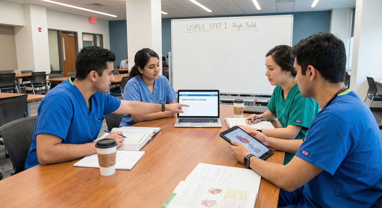 Medical students collaborating on Q-bank review session - Medical Exam Prep for Maximize Your Q-Bank: Effective Study Techniq
