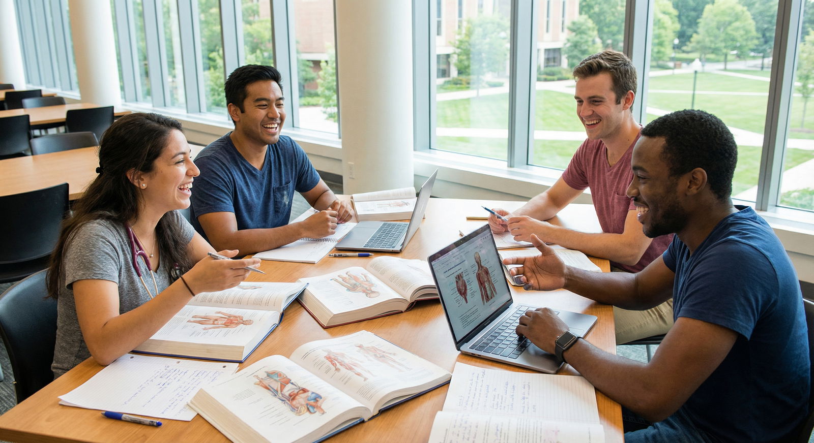 Medical students collaborating in a study group - Medical School for Mastering Relationship Building in Medical School for Fu