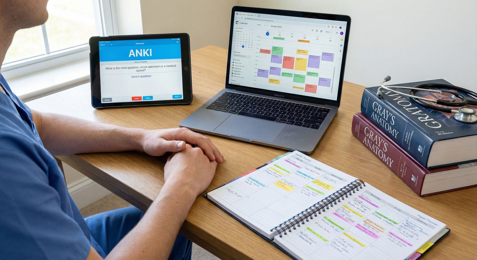 Medical student using digital tools to organize study schedule - Time Management for Essential Time Management Strategies for