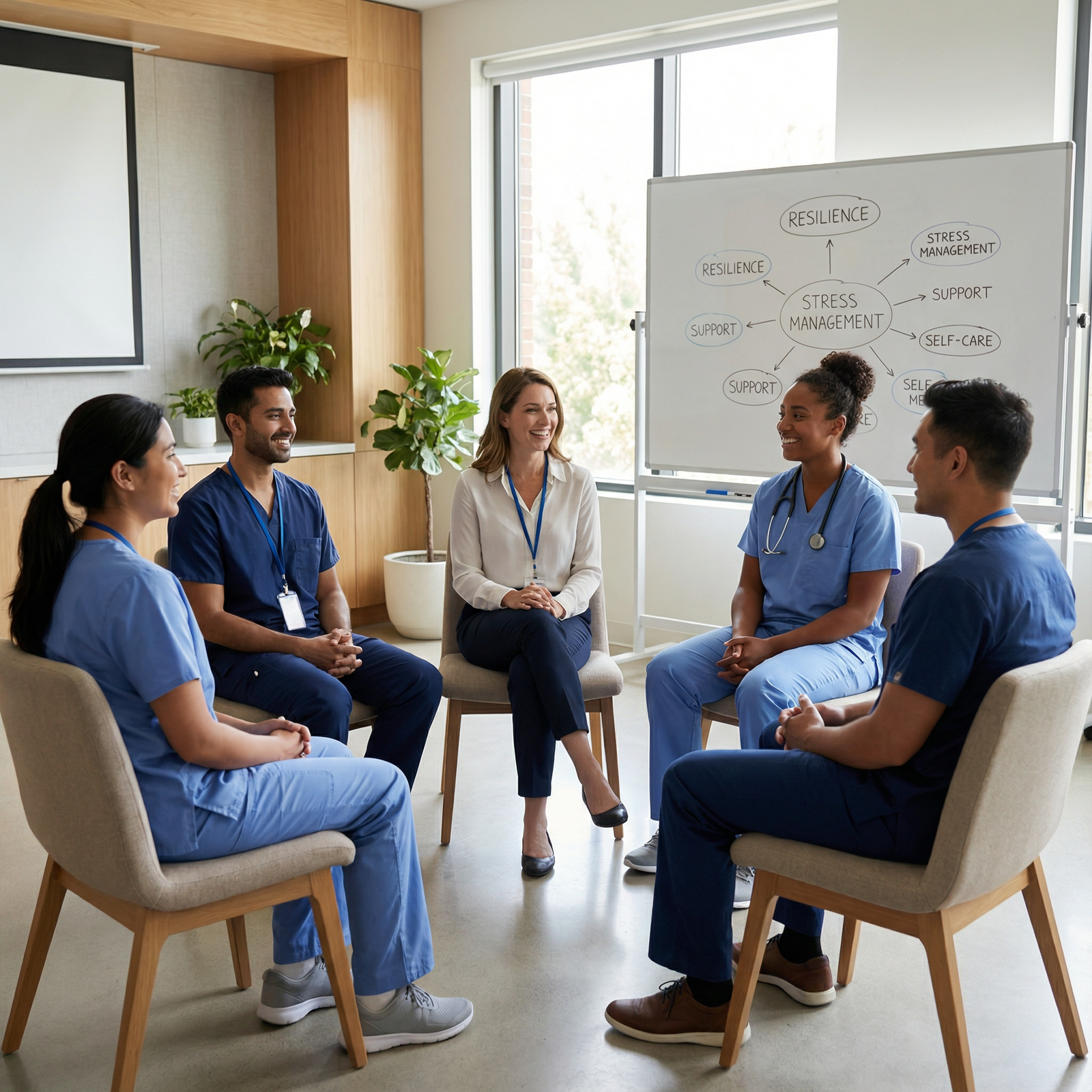 Small group of medical students in a resilience workshop Small group of medical students in a resilience workshop - Resilience Training for Mastering Resilience Training: Essential S