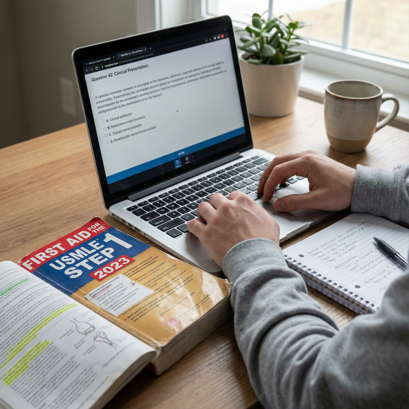 Medical student reviewing USMLE Step 1 practice questions - USMLE Step 1 for Ace Your USMLE Step 1: Master the Blueprint for
