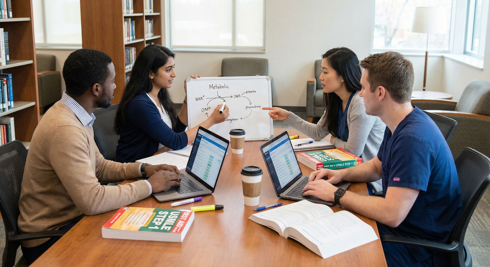 Small USMLE Step 1 study group working through questions together - USMLE Step 1 for Mastering USMLE Step 1: Strategies for a