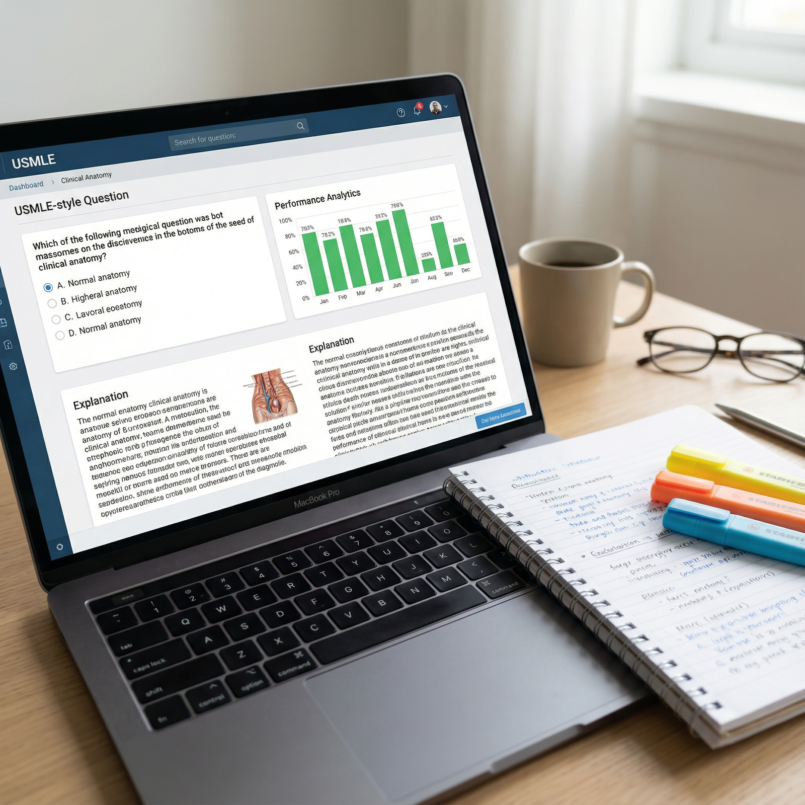 Medical student reviewing Step 1 question bank explanations on laptop Medical student reviewing Step 1 question bank explanations on laptop - USMLEStep1 for Elevate Your USMLE Step 1 Prep with To