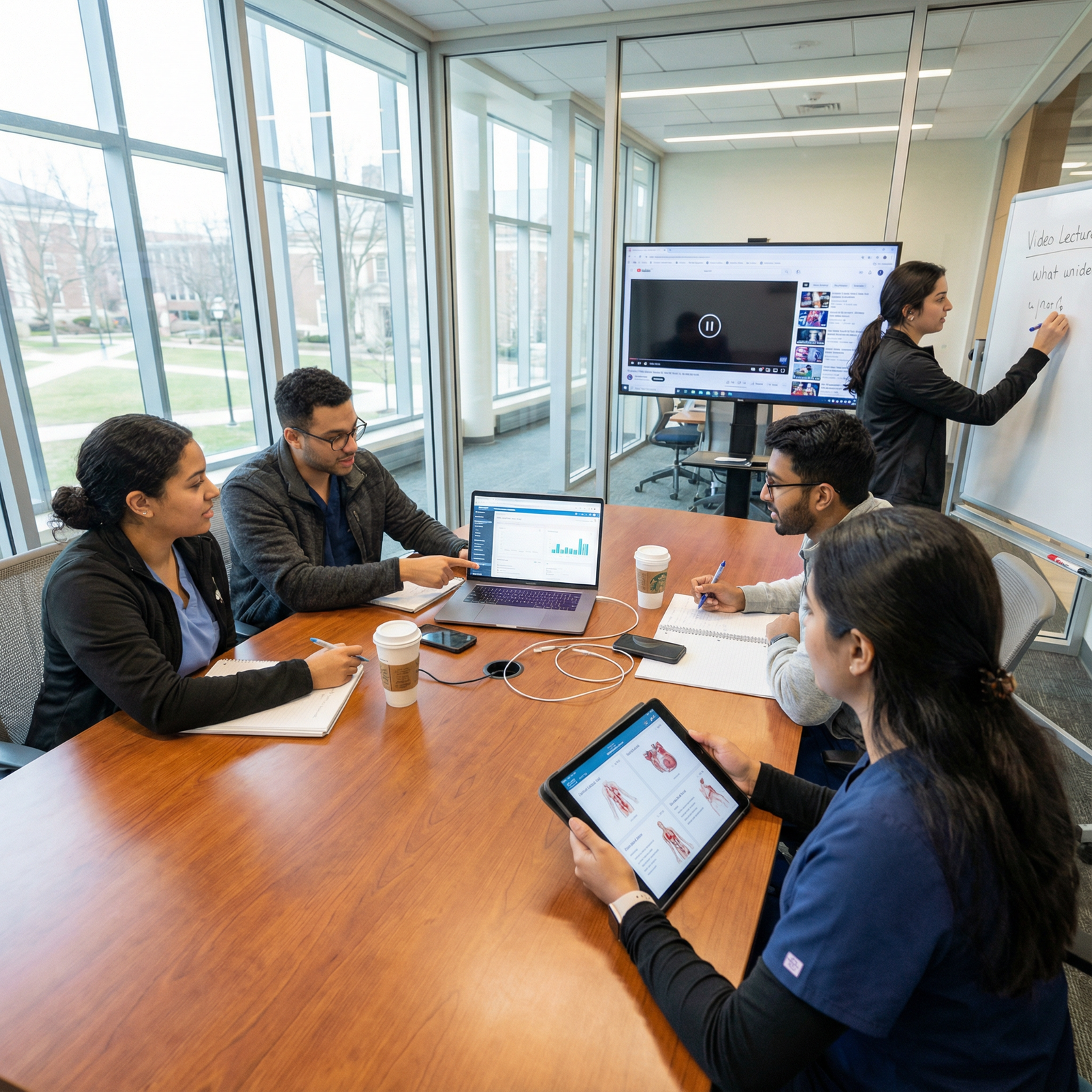Group of medical students discussing USMLE Step 1 strategies with digital resources Group of medical students discussing USMLE Step 1 strategies with digital resources - USMLEStep1 for Elevate Your USMLE Step