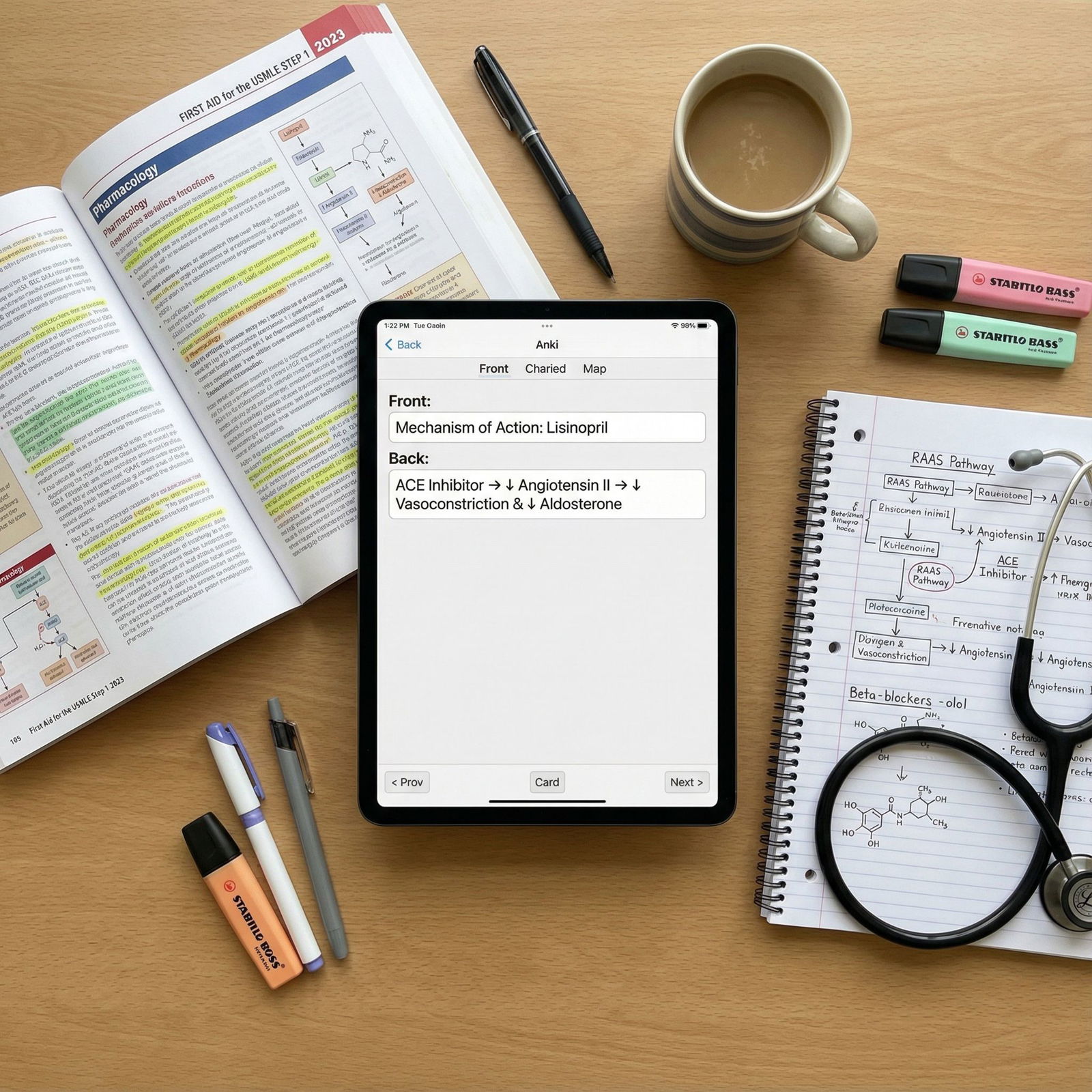 Digital flashcards and First Aid being used for Step 1 review - USMLE Step 1 for Maximize Your USMLE Step 1 Review with Anki: