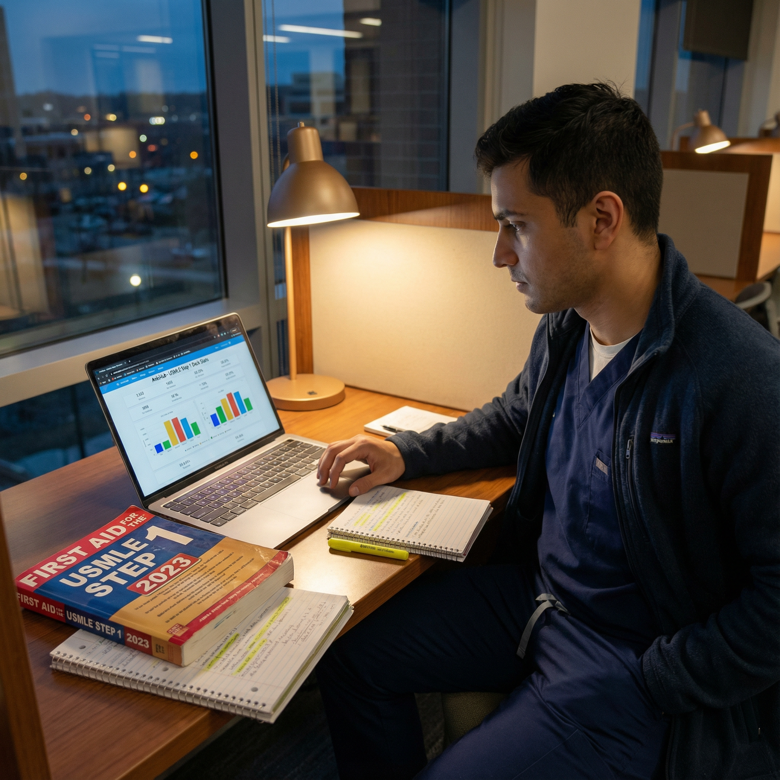 Medical student analyzing Anki statistics for Step 1 prep - USMLE Step 1 for Maximize Your USMLE Step 1 Review with Anki: Fla