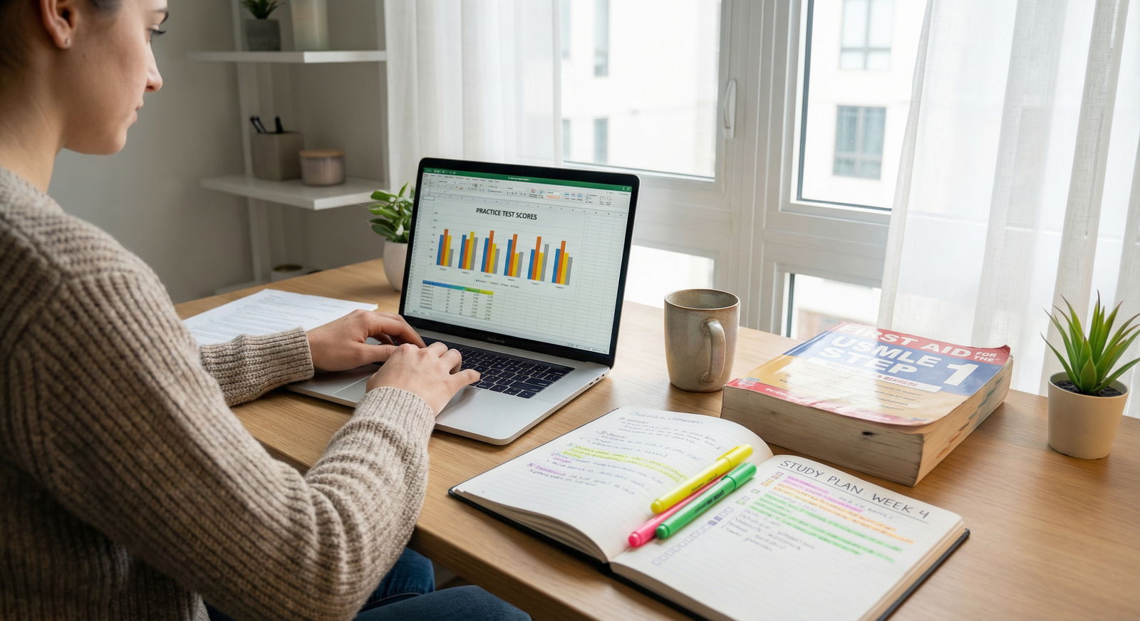 Medical student tracking USMLE Step 1 practice test scores and progress - USMLE Step 1 for Maximize Your USMLE Step 1 Prep: T