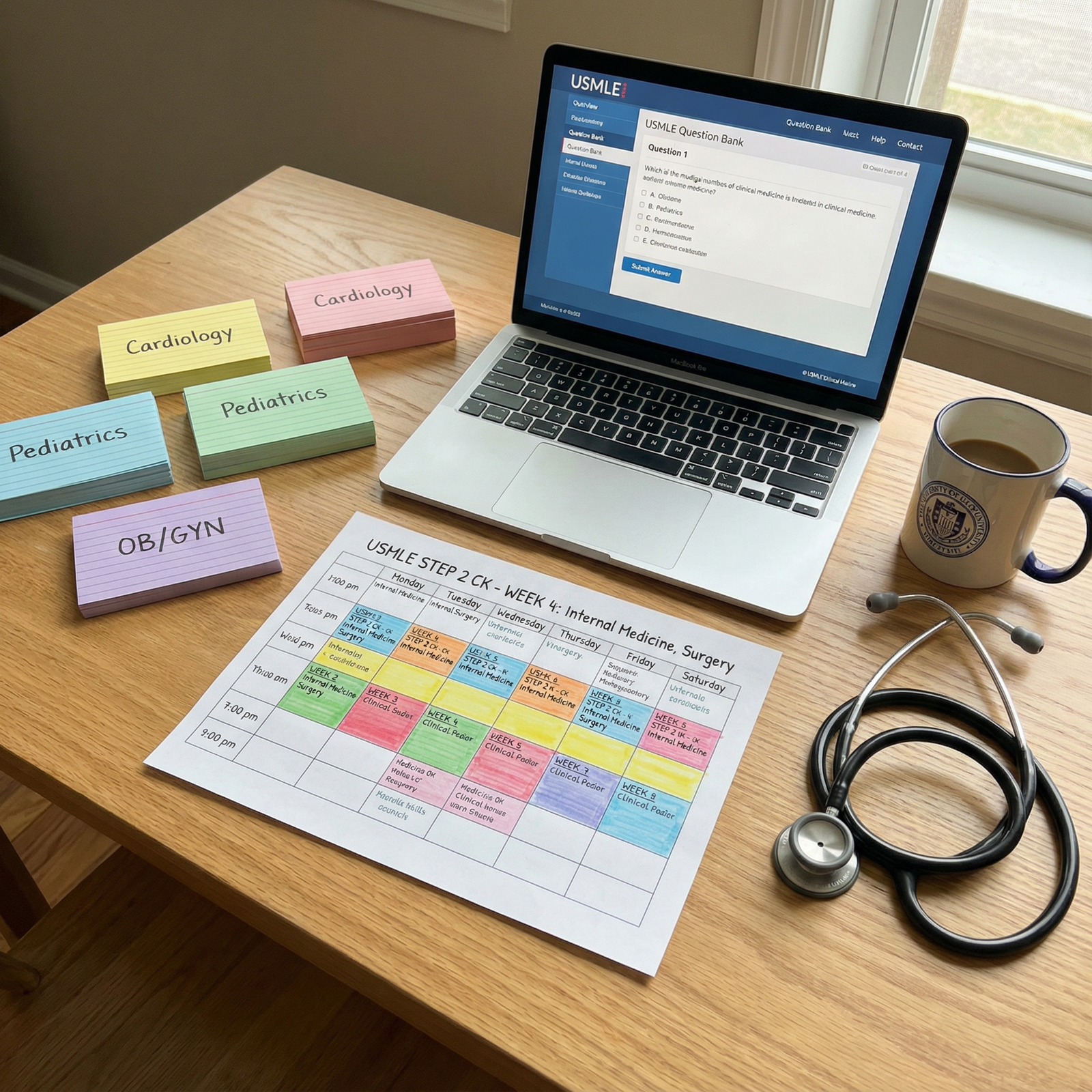 Organized Step 2 CK study schedule with question bank and notes - USMLE Step 2 CK for Mastering USMLE Step 2 CK: Essential St