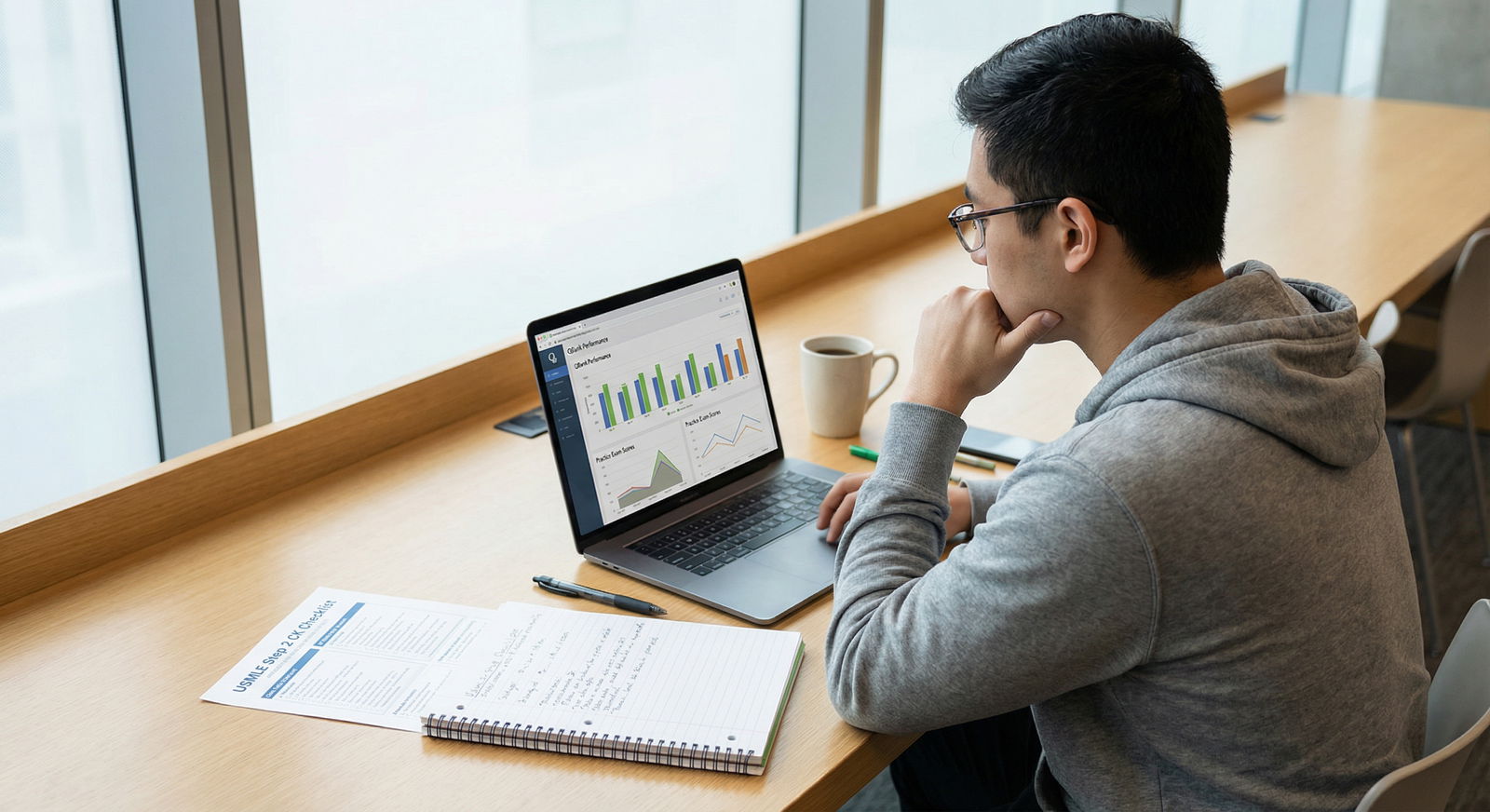 Medical student reviewing performance data and adjusting Step 2 CK study plan - USMLE for Master Your USMLE Step 2 CK Study S