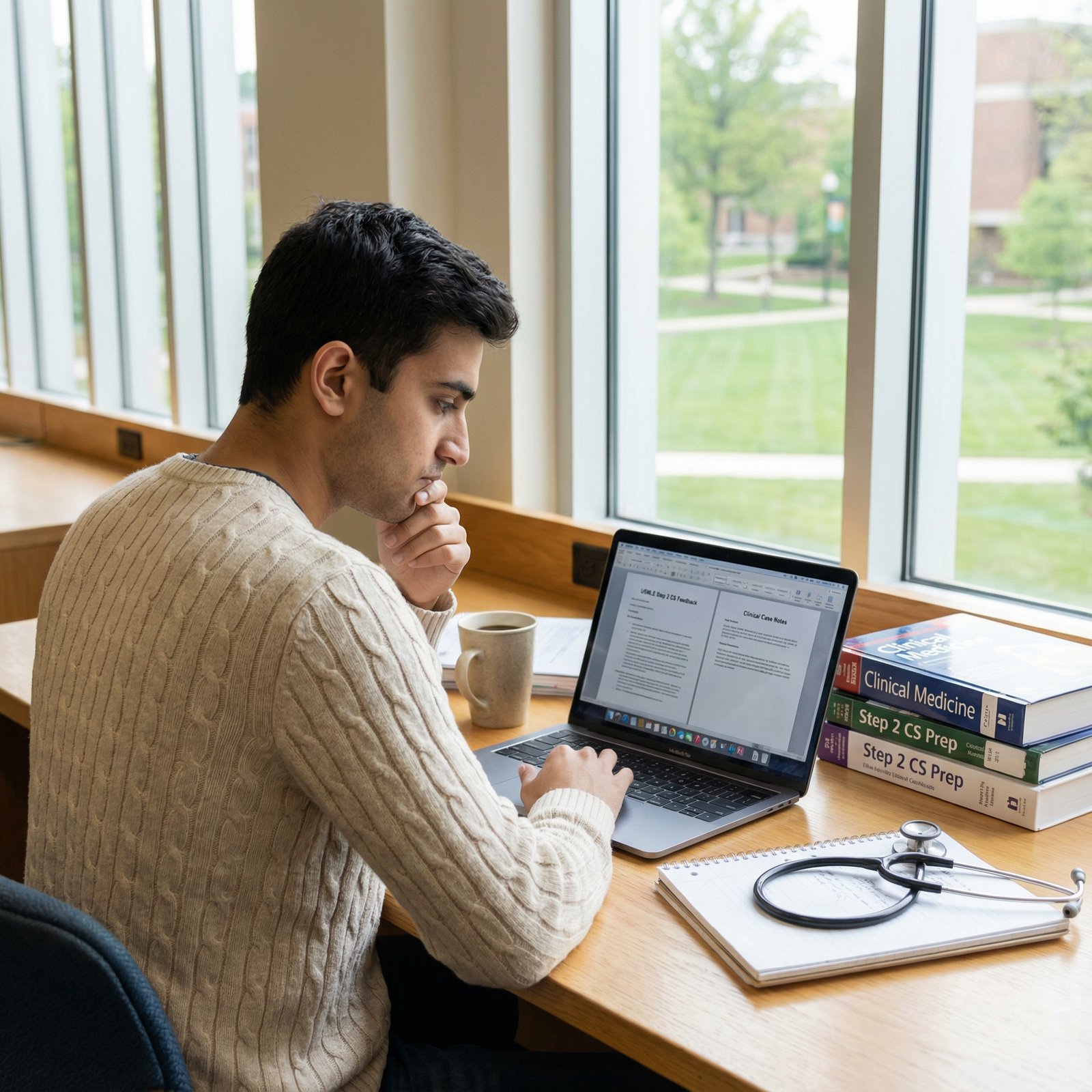 Medical student reviewing feedback after clinical skills exam Medical student reviewing feedback after clinical skills exam - USMLE for Mastering USMLE Step 2 CS: Your Essential Guide to