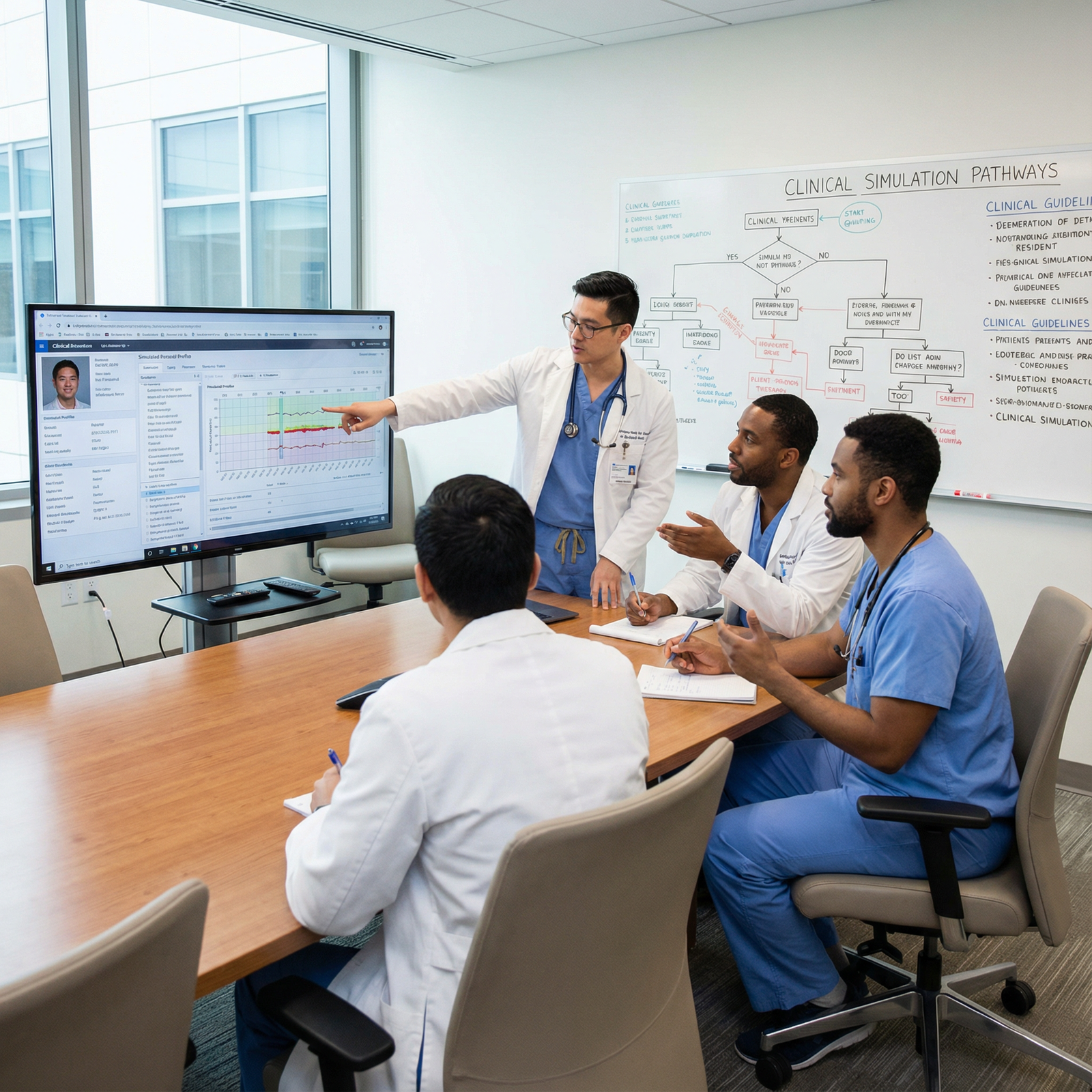 Residents working through clinical cases on a computer - USMLE Step 3 for Mastering Your Post-USMLE Step 3 Review: Study Stra